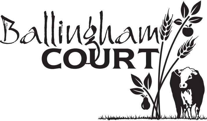 Ballingham Court farm landscape with cattle, orchards, and Wye Valley countryside in view.